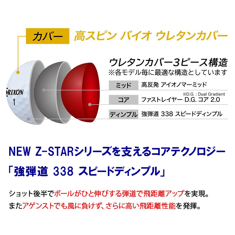 ＼限定カラー／NEW スリクソン Z-STAR ディバイド ホワイトイエロー 1ダース（12個入り）【優しさ】