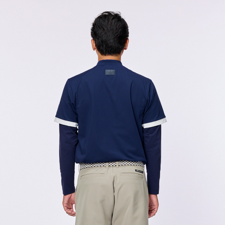 スリクソン チェストプリント モックネックレイヤードシャツ SMS5304