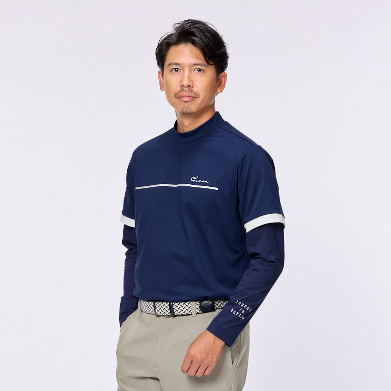 スリクソン チェストプリント モックネックレイヤードシャツ SMS5304【Adaptive style】25FW スリクソン チェストプリント モックネックレイヤードシャツ SMS5304【Adaptive style】25FW